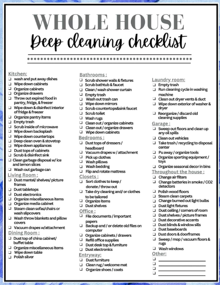 House Cleaning Checklist